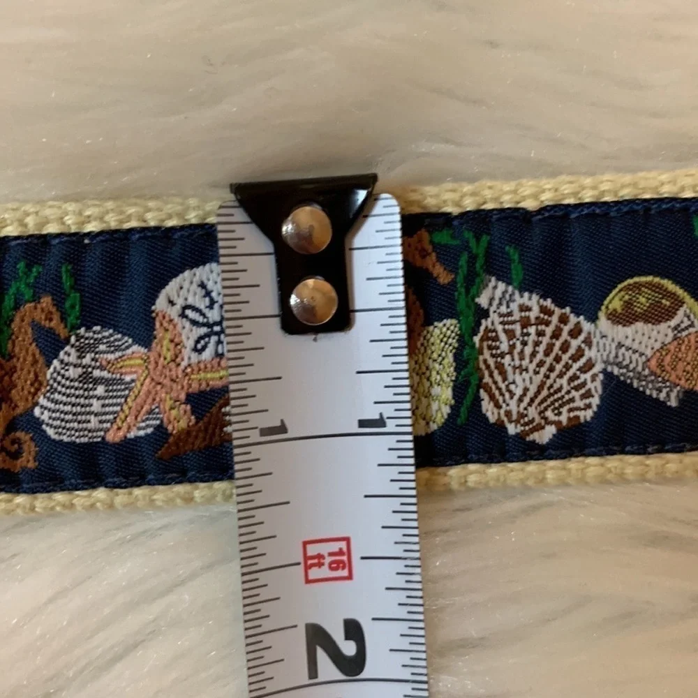 Leather Man Ltd. Belt with shells, seahorse, starfish, etc. Size 30